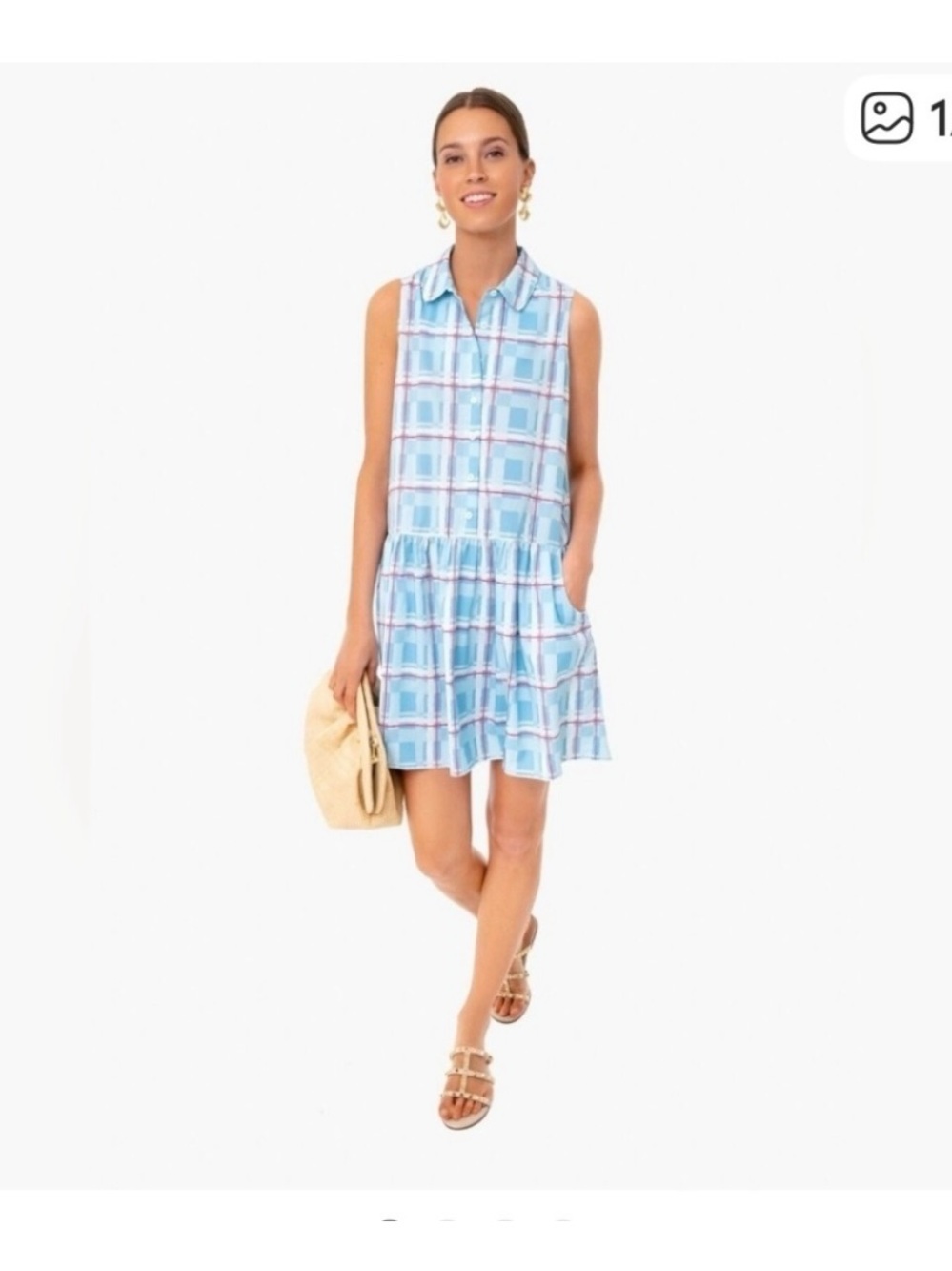 Sleeveless Blue Plaid Dress
